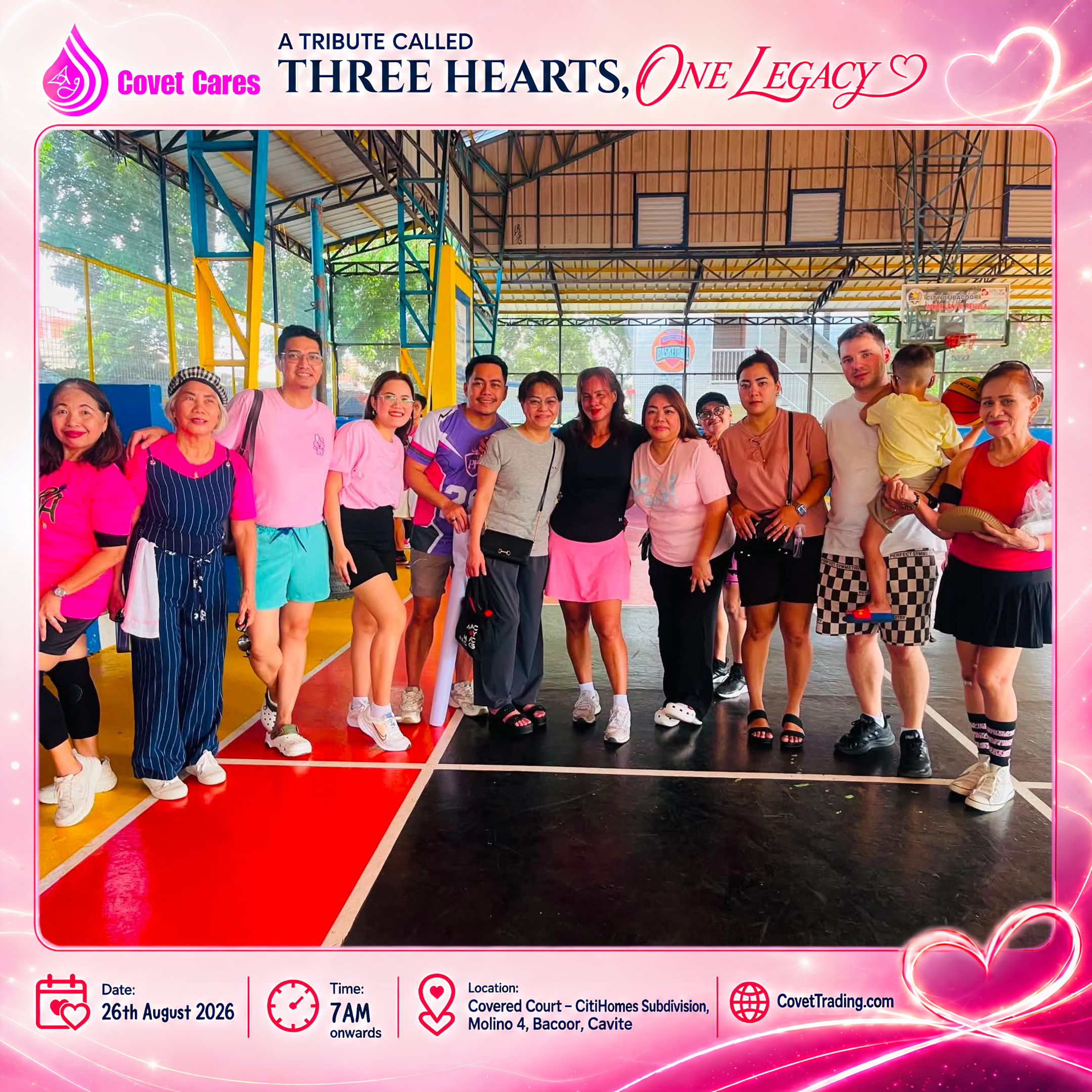 Event attendees pose together at the CitiHomes covered court.